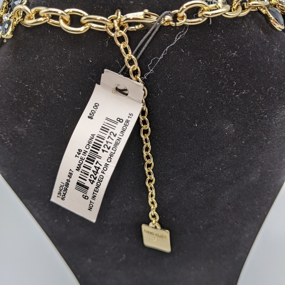 Anne Klien Gold-tone/ Black Necklace and Earrings 2pc Jewelry Set - Picture 13 of 16